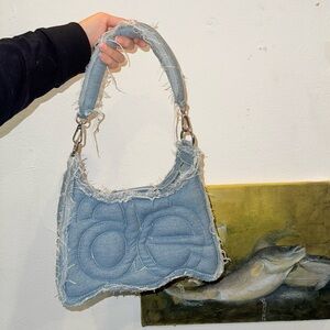 Blue Denim Textured 90s Style Purse By aeie studios